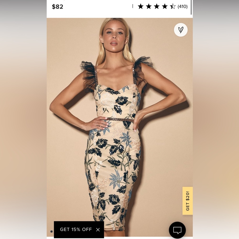 Lulus Cream Sequin Bodycon Midi Dress